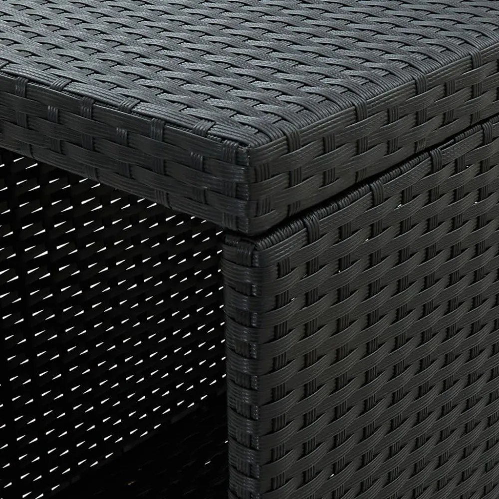 fekete polyrattan bárasztal tárolópolccal 120 x 60 x 110 cm