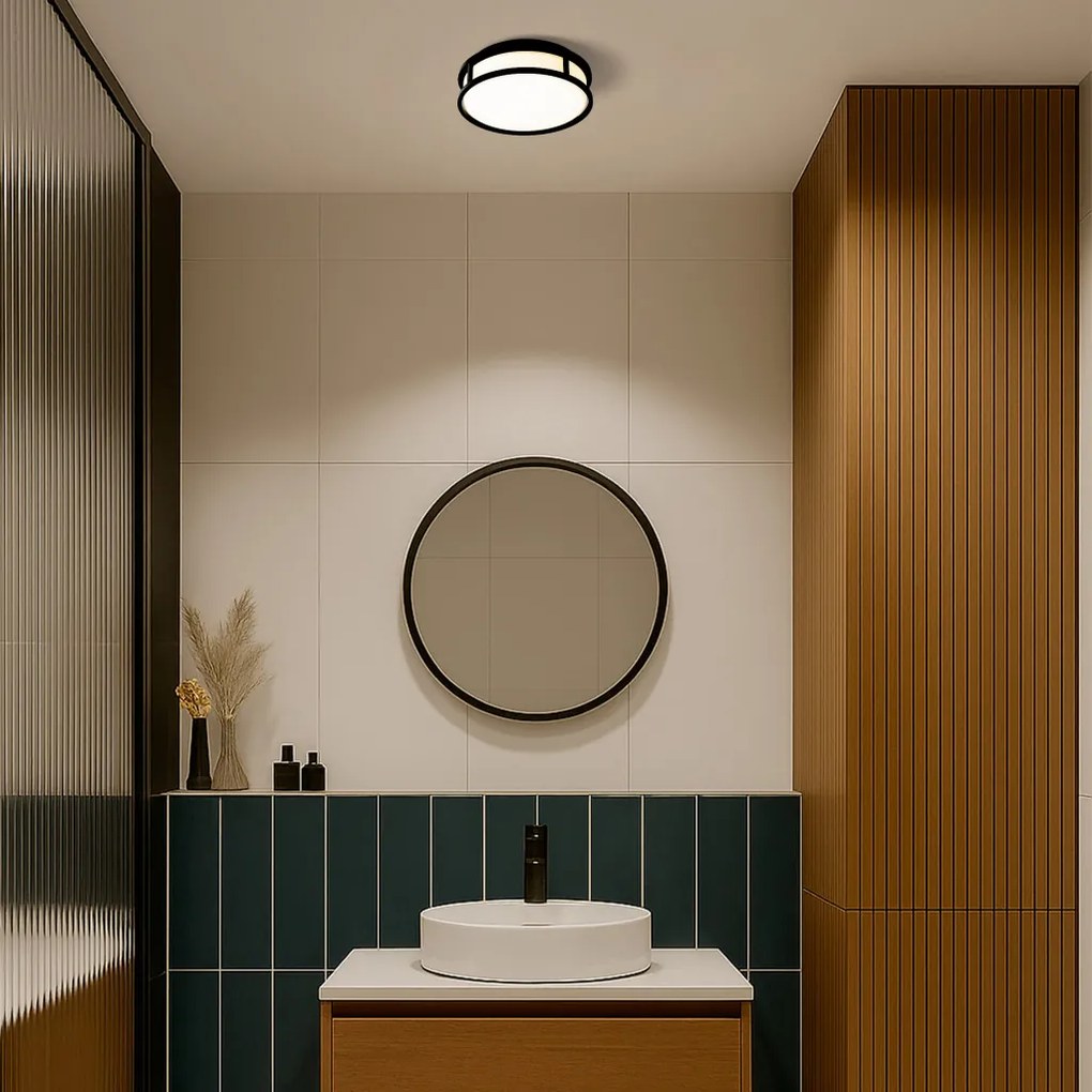 RENDL GRANDE LED 25 stropní opálové sklo/černá 230V LED 12W IP44 3000K