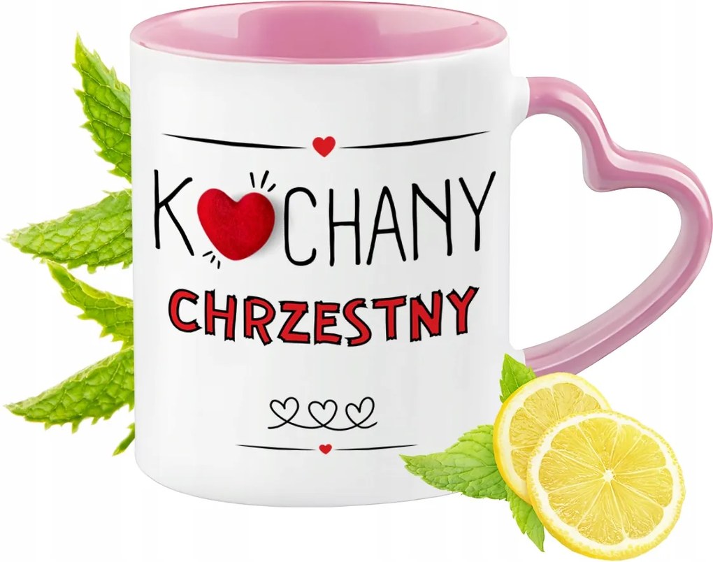 Keresztelő Bögre Rózsaszín Szív Alakú Füllel Kávé Ajándék