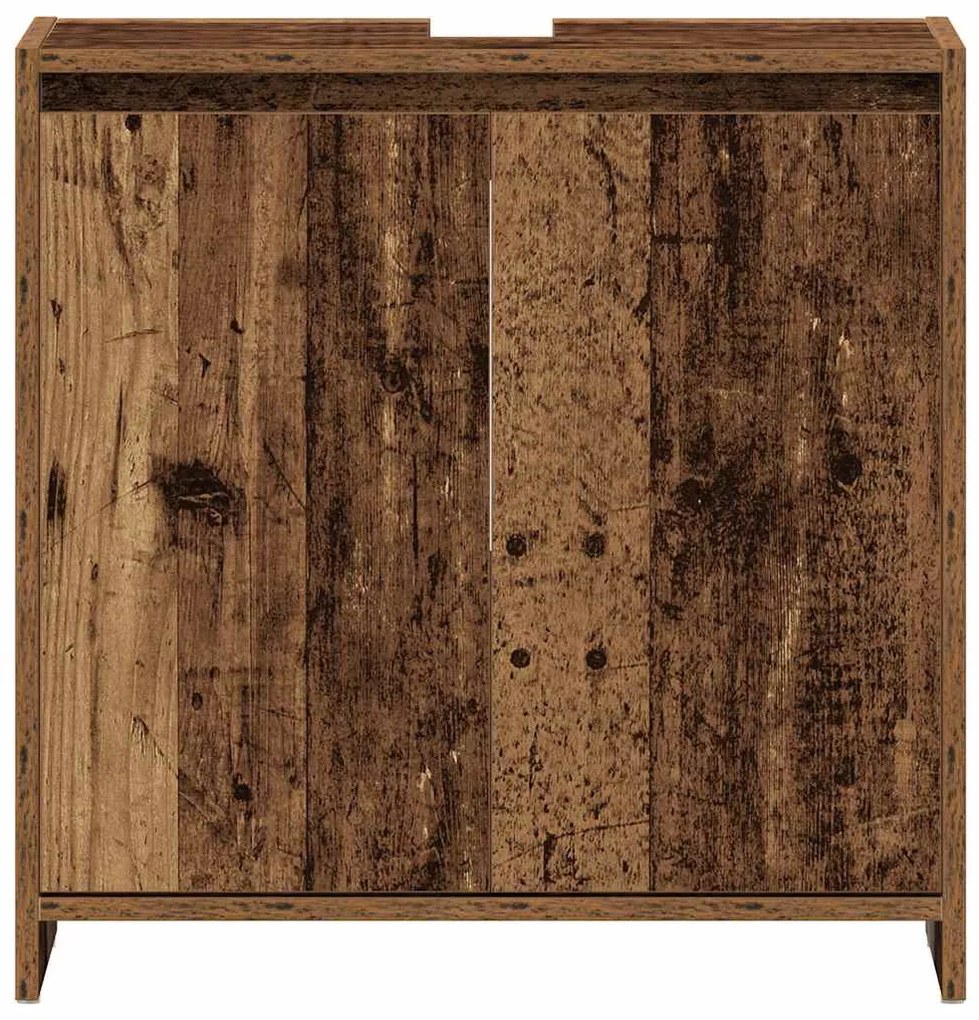 Antik fa színű szerelt fa fürdőszobai mosdószekrény 60x33x60 cm