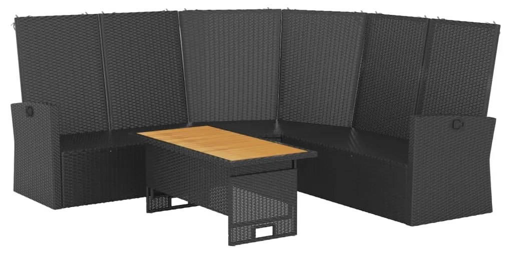 2 részes fekete polyrattan kerti ülőgarnitúra párnákkal