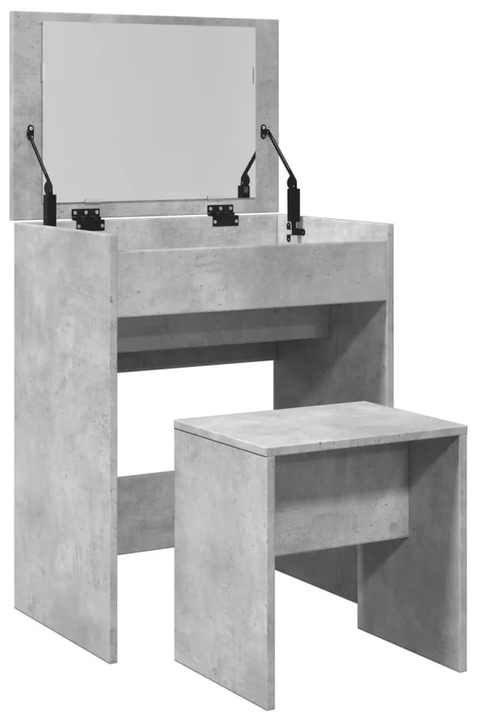 betonszürke fésülködőasztal és ülőke 60 x 40 x 113,5 cm