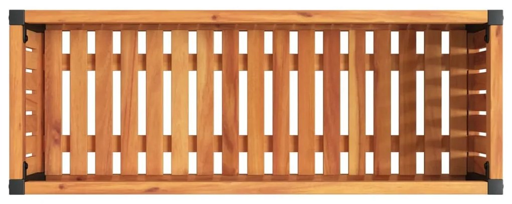 tömör akácfa és acél kerti virágtartó 80 x 30 x 27,5 cm