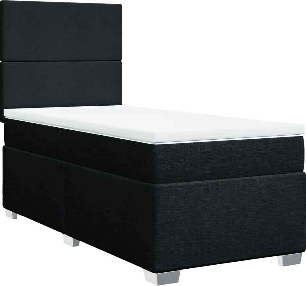 vidaXL fekete szövet rugós ágy matraccal 80 x 200 cm