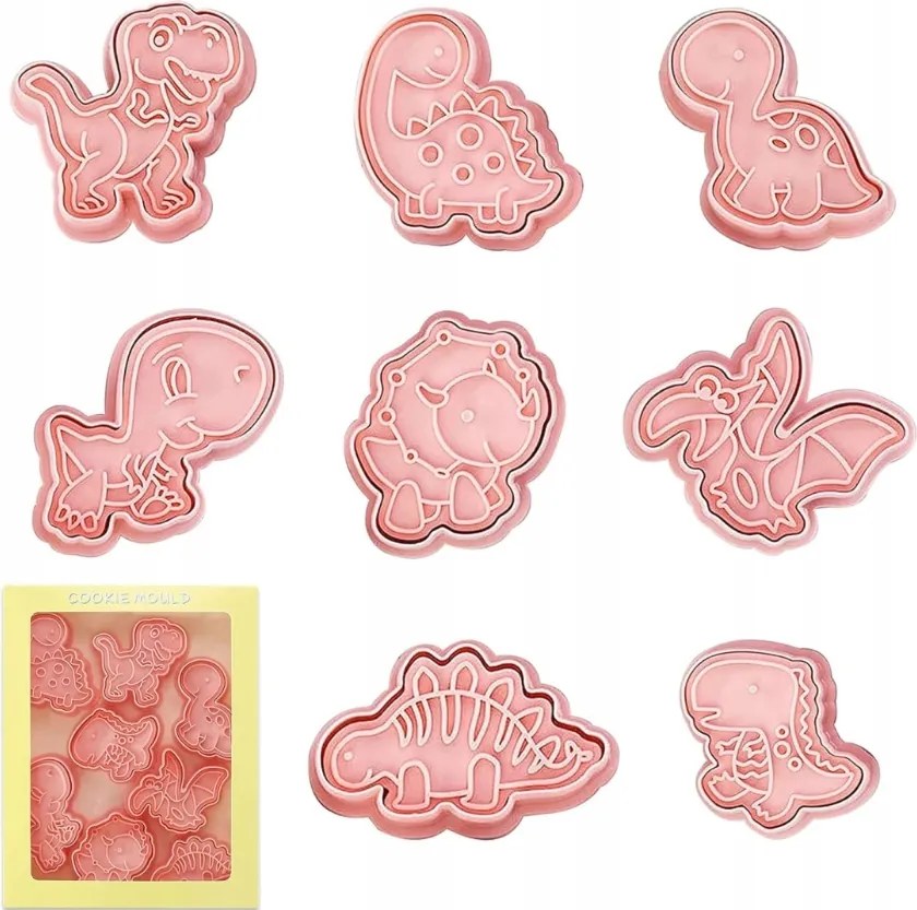 Dinoszaurusz Lyukasztók Cukormáz Formák Torták 8 db Dino Dekoráció születésnap