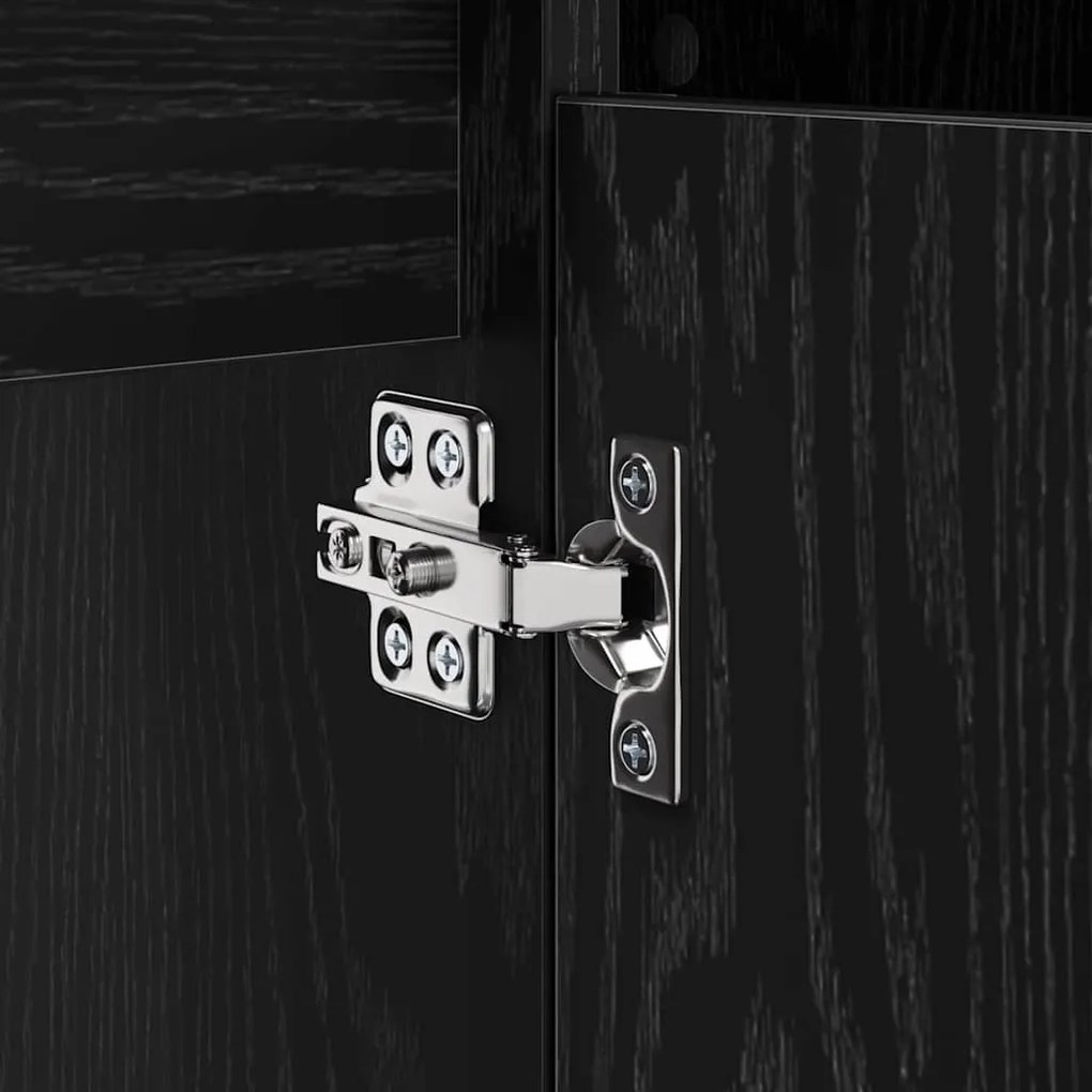 vidaXL Mosdókagyló szekrény polcokkal Fekete tölgy 80 x 33 x 60 cm