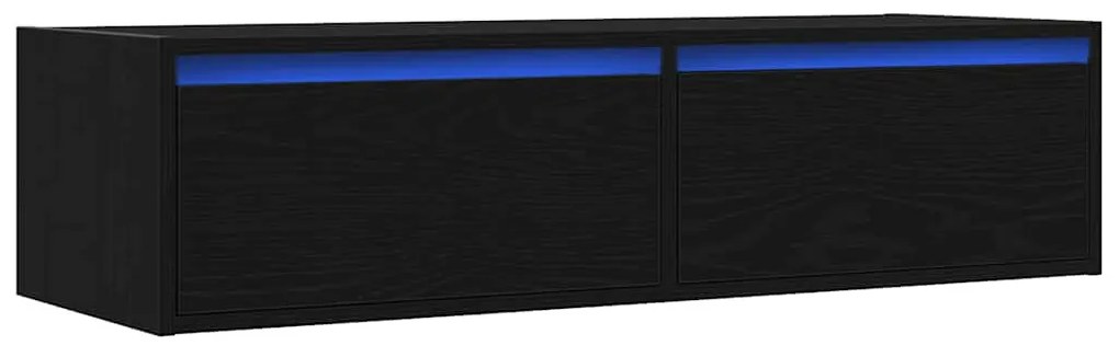 TV szekrény LED világítással fekete tölgy 100X35,5x25 cm