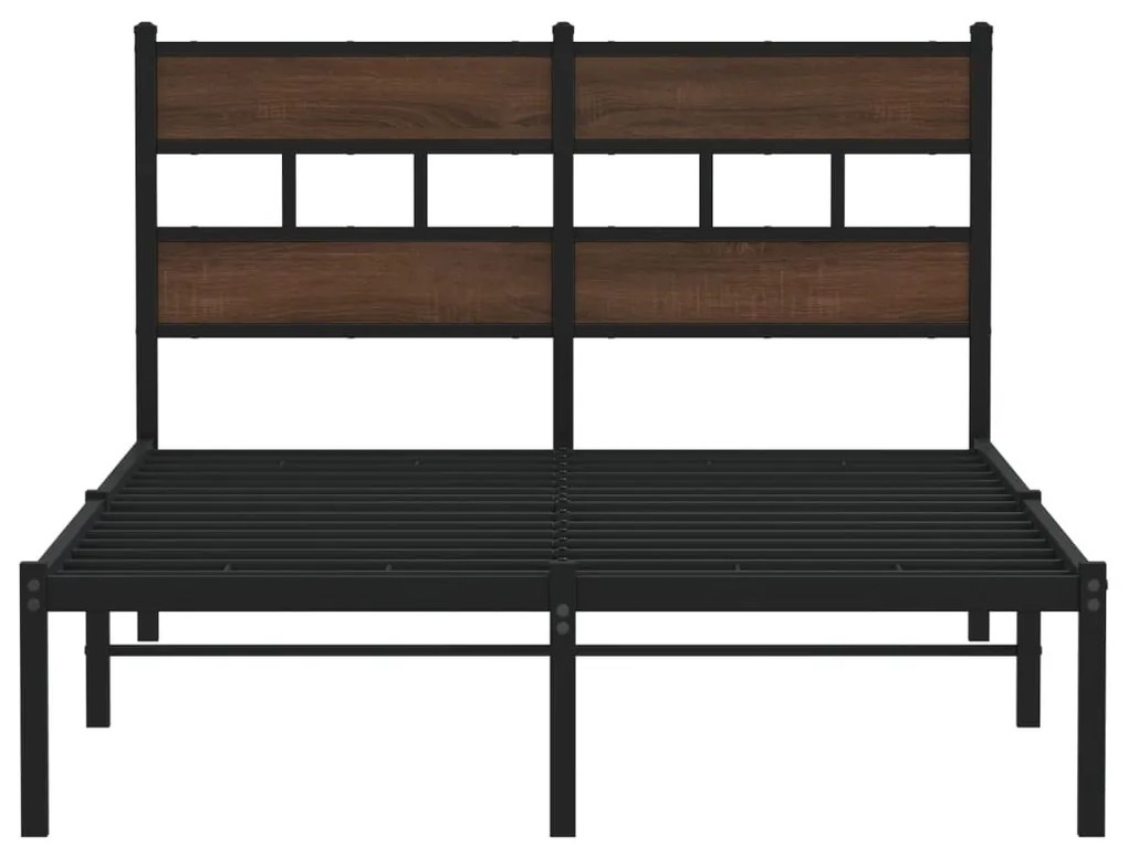 barna tölgy színű fejtámlás ágykeret matrac nélkül 120 x 200 cm