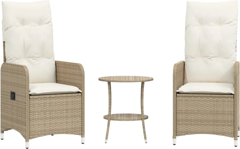 vidaXL 2 db bézs polyrattan dönthető kerti szék asztallal