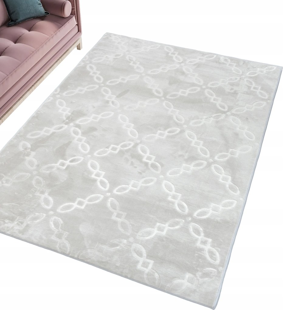 Szürke Modern Szőnyeg Nappaliba Nagy Csúszásgátló Fényes 160x220CM