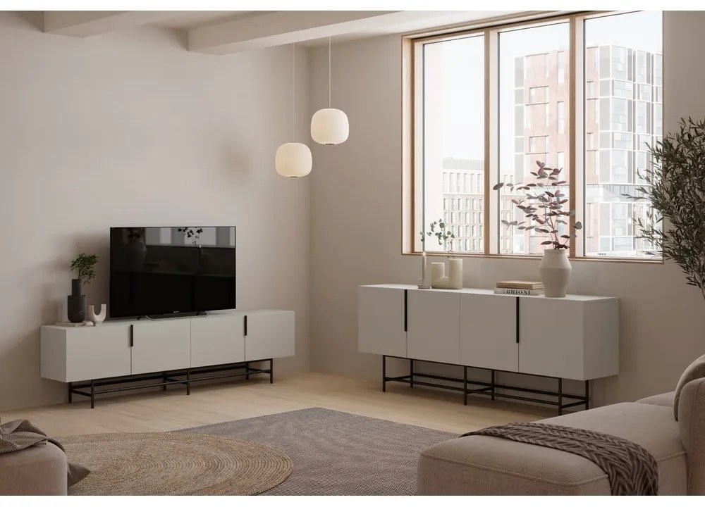 Krémszínű TV-állvány 200x54,5 cm Eldia – Marckeric