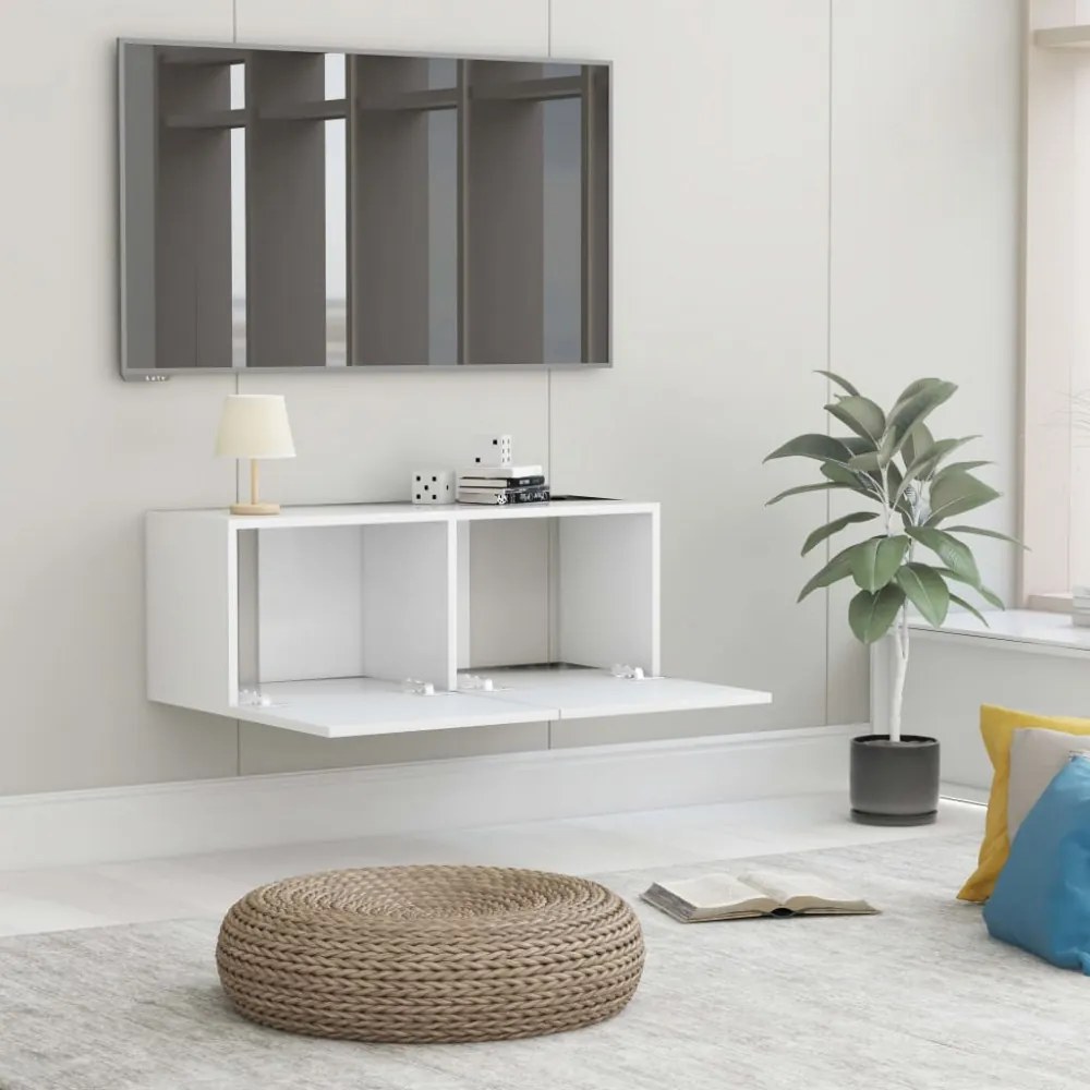 fehér szerelt fa TV-szekrény 80 x 30 x 30 cm