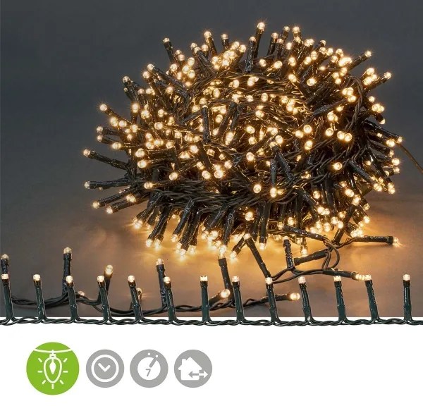 Nedis CLCC560 - LED Kültéri karácsonyi lánc 560xLED/7 funkciós 14m IP44 meleg fehér
