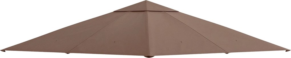 Outsunny Kerti Pavilon Tető kb. 3 x 3 m, Vízhatlannak minősített Csere Napernyő, Pavilon Huzat, Napvédelem, 8 Vízelvezető Lyukkal, Poliészter, Kávé |