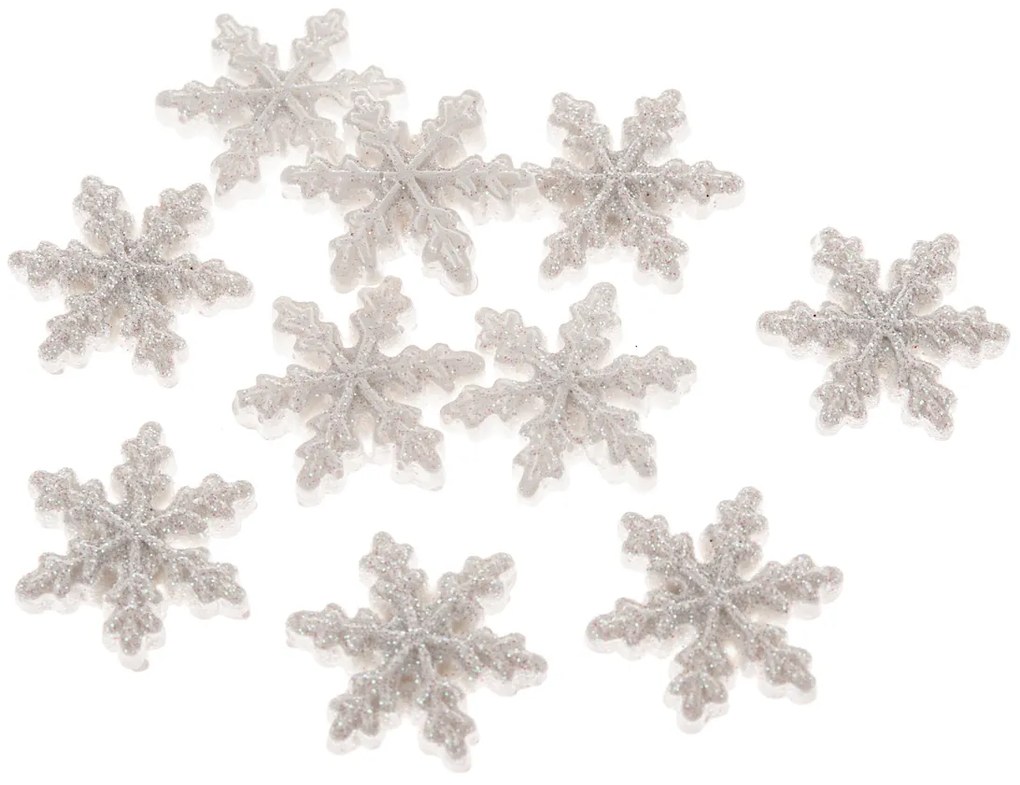 Karácsonyi díszek szett Hópehely, 12 db, polirezín