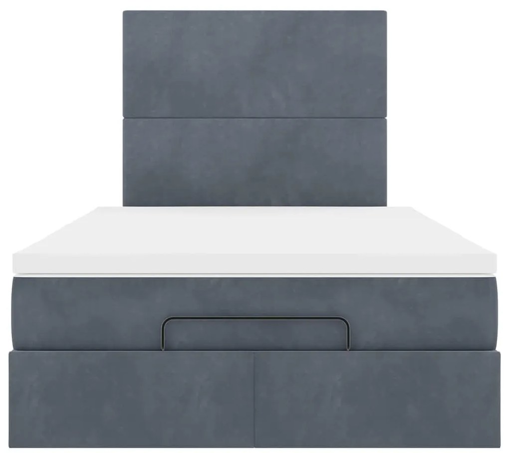 Ottomán ágykeret matracokkal sötétszürke 120x190cm bársony