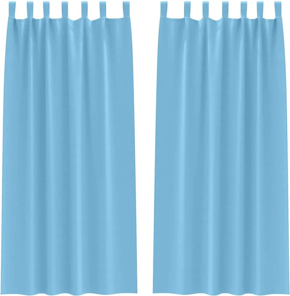 vidaXL Fekete Függöny Gyűrűkkel 2 pcs Világoskék 245 x 140 cm