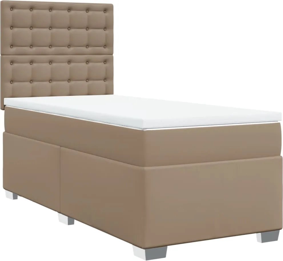 vidaXL cappuccino színű műbőr rugós ágy matraccal 80 x 200 cm