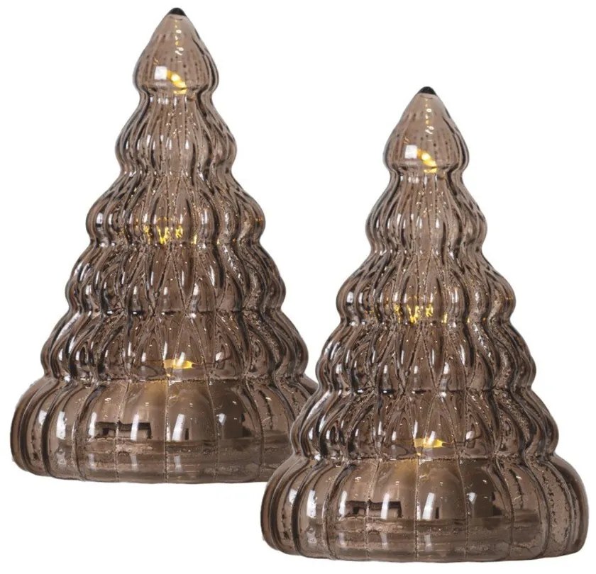 Sötétbarna elemmel működő fénydekoráció készlet 2 db-os ø 6,5 cm Lucy Tree – Sirius