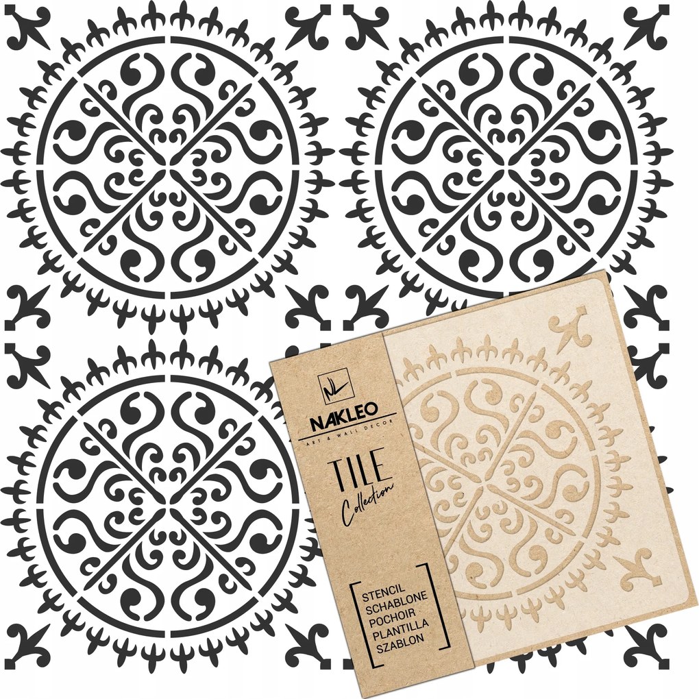 Festősablon Csempe Csempék Többször felhasználható 20x20cm Minta Geometria Palencia