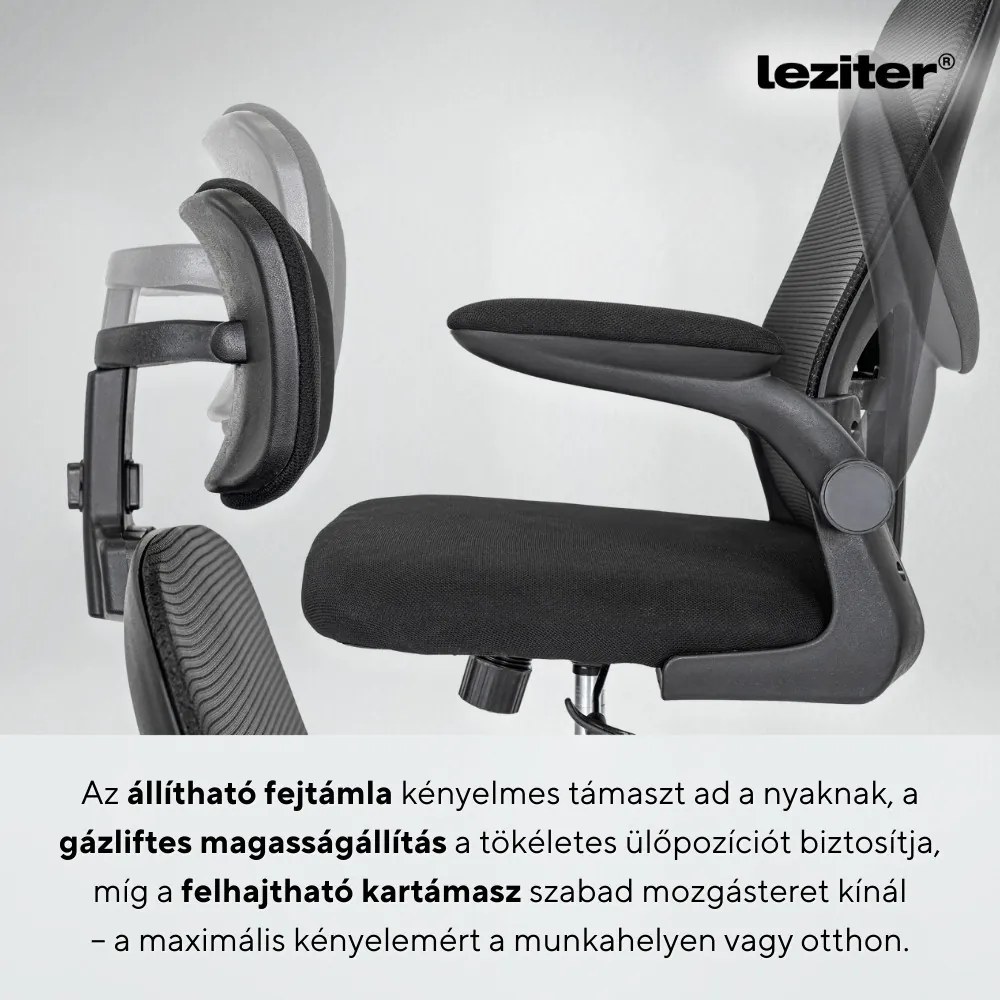Flexo ergonomikus irodai forgószék deréktámasszal fekete