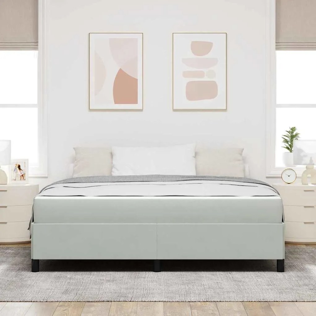 Ágykeret Világosszürke és szürke és fehér 180 x 200 cm Bársony