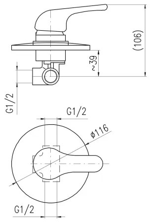RAV Slezák SA083 - SAZAVA falba süllyeszthető zuhanycsaptelep, fényes króm
