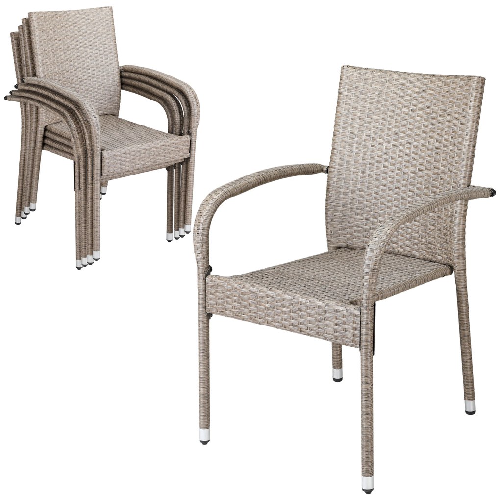 Deuba Comfort polyrattan székek 4 db - krémszínű