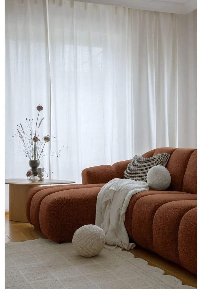 Terrakotta színű sarokkanapé (bal oldali-heverő résszel) Shell – Miuform