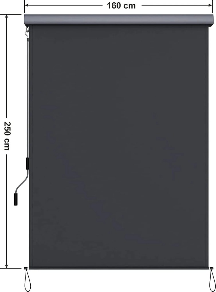 Függőleges napellenző, vízálló árnyékoló, szürke, 2,5 x 1,6 m (Ma x SZ)