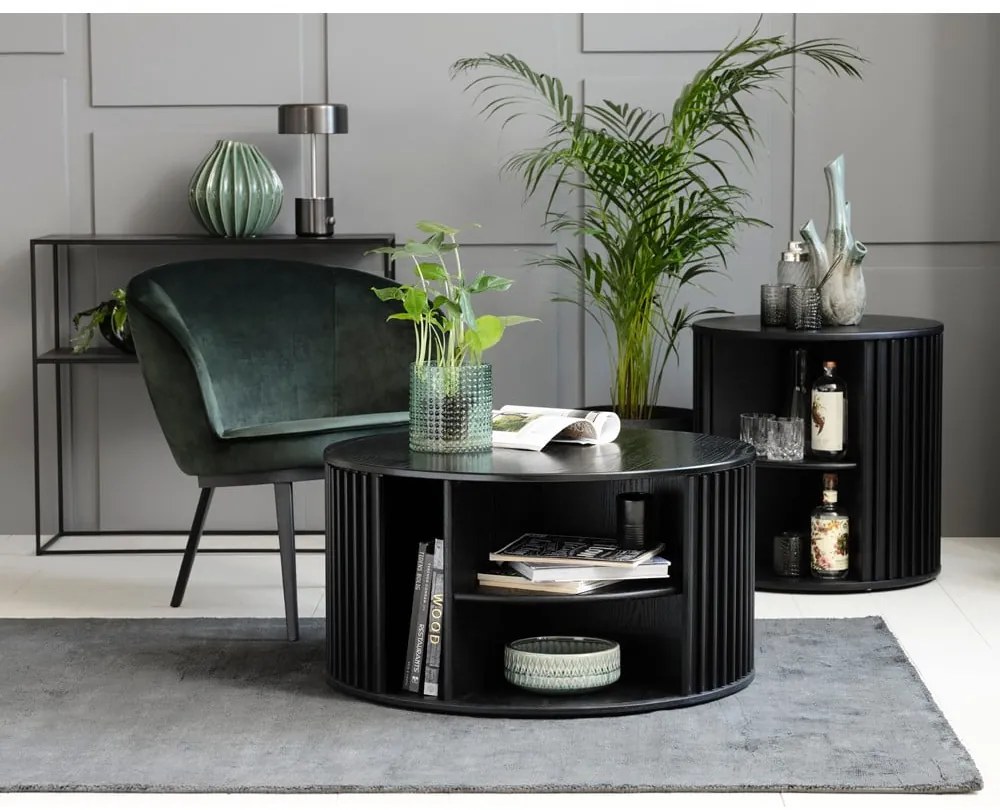 Fekete kerek dohányzóasztal ø 85 cm Siena – Unique Furniture