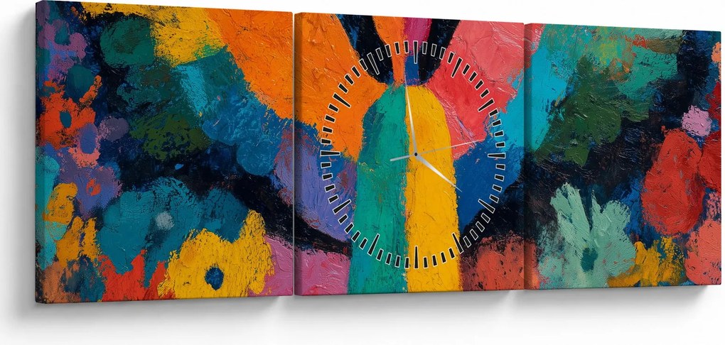Kép - Absztrakt angyal virágokkal (órával) (90x30 cm)