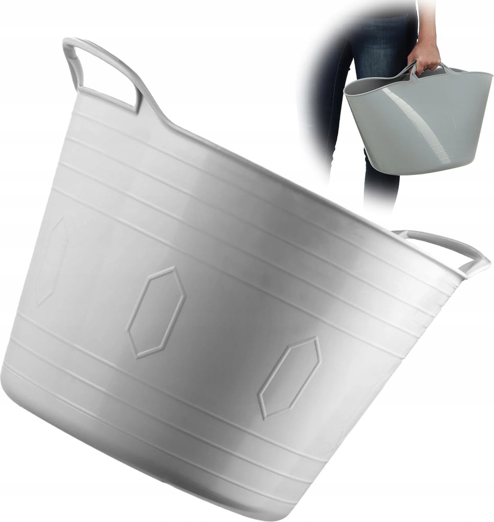 Kosár Flexibilis Szennyestartó Univerzális Medence Kerek 26L Szürke