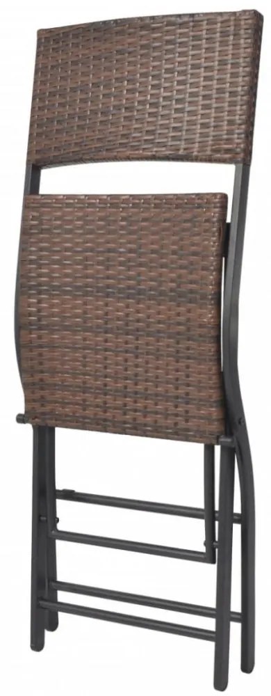 7-részes barna kerti polyrattan/acél összecsukható étkezőszett