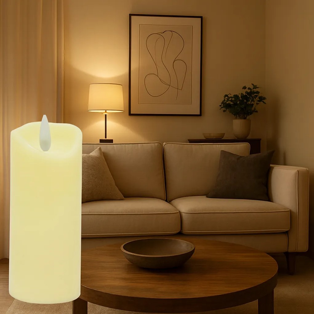 LED oszlopos gyertya RUHHY 12,5 cm bézs