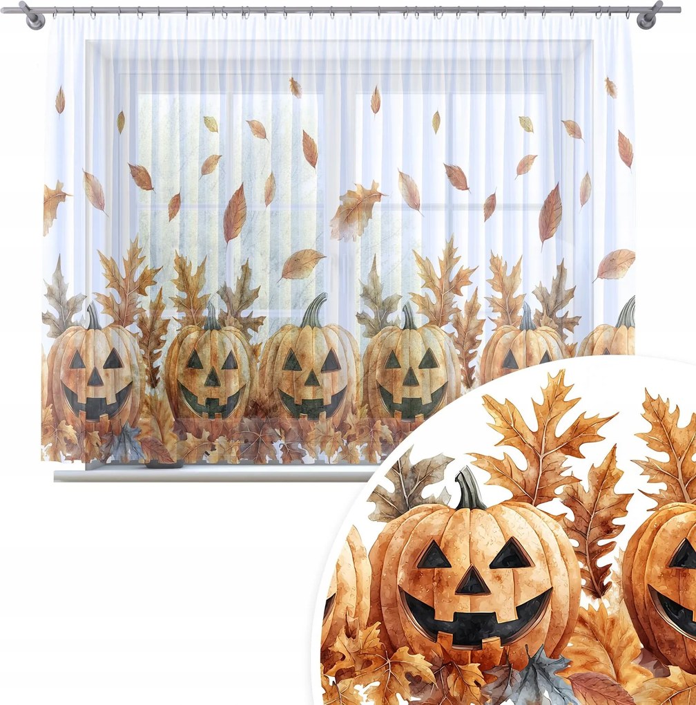 Függöny Kész 300x150 Sütőtök Festett Őszi Szalag Béka Mintás 444