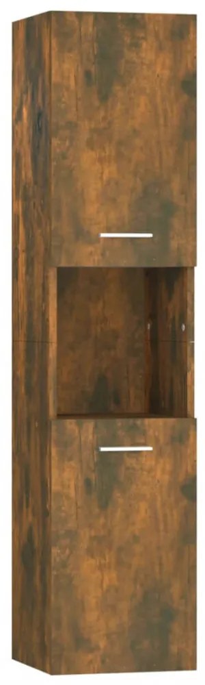 füstös tölgy színű szerelt fa fürdőszobaszekrény 30x30x130 cm