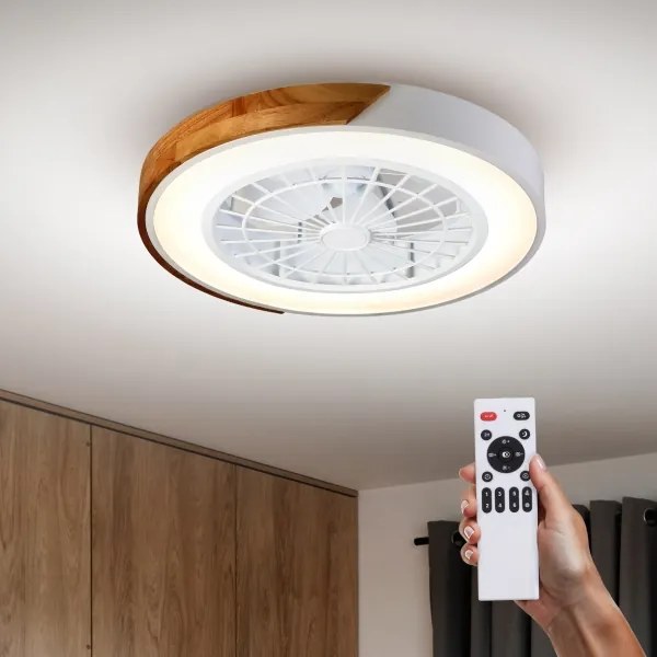 Brilagi-LED dimmelhető világítótest ventilátorral LED/30W/230V 3000-6500K fehér/tölgy + távirányító
