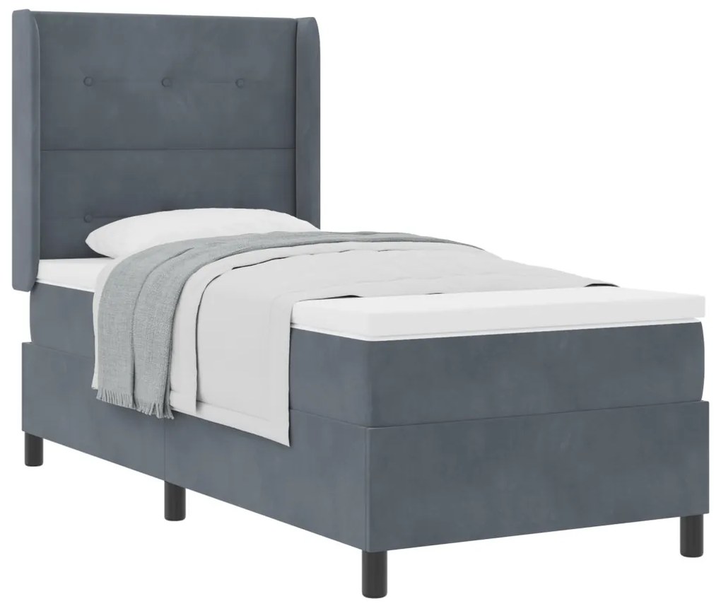 Boxspring Ágy Matrac Praktikus Szürke 100x200 cm Bársonyos