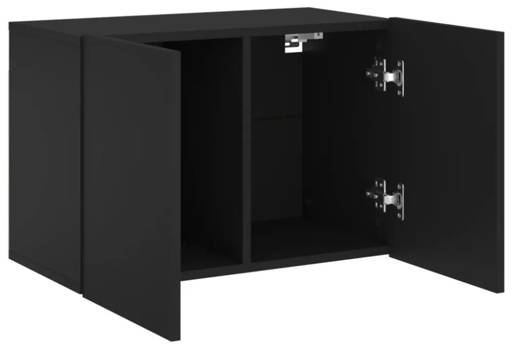 fekete falra szerelhető TV-szekrény 60 x 30 x 41 cm