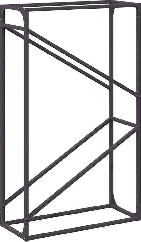 vidaXL fekete hidegen hengerelt acél tűzifatároló 60x25x100 cm