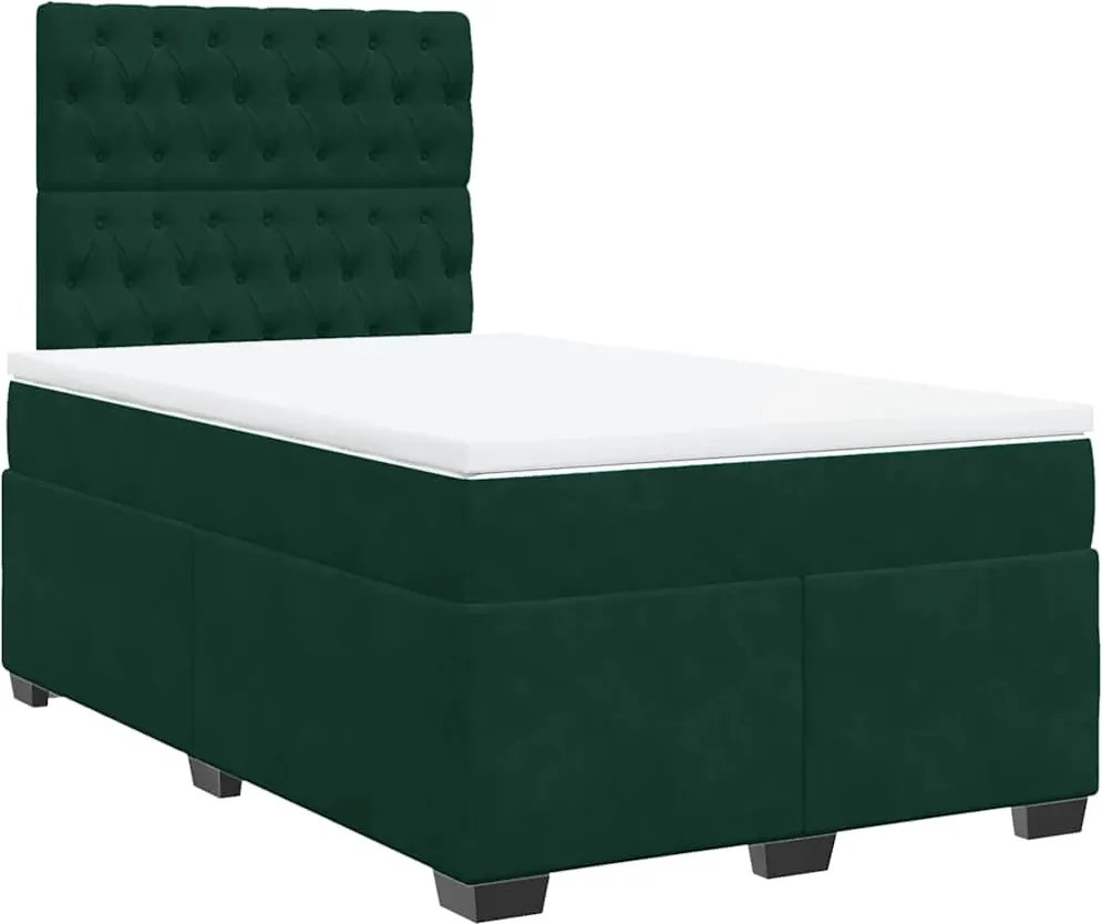 vidaXL sötétzöld bársony rugós ágy matraccal 120x190 cm
