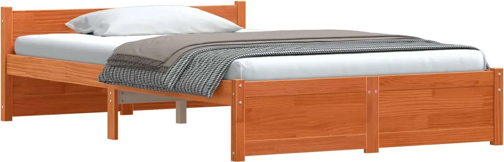 vidaXL Ágykeret Faggyú barna 205.5 x 95.5 x 51 cm Tömör fenyőfa