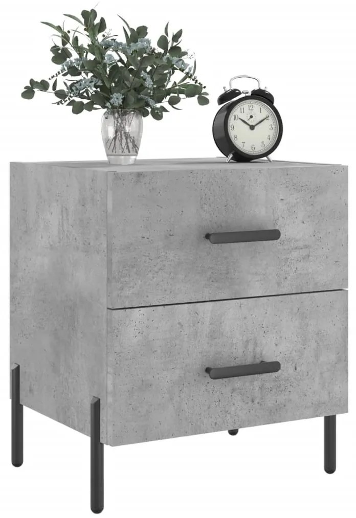 2 db betonszürke szerelt fa éjjeliszekrény 40 x 35 x 47,5 cm