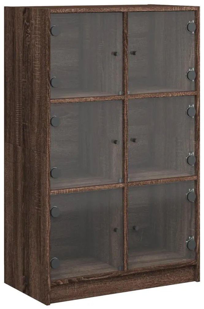 barna tölgyszínű szerelt fa magasszekrény ajtókkal 68x37x109 cm