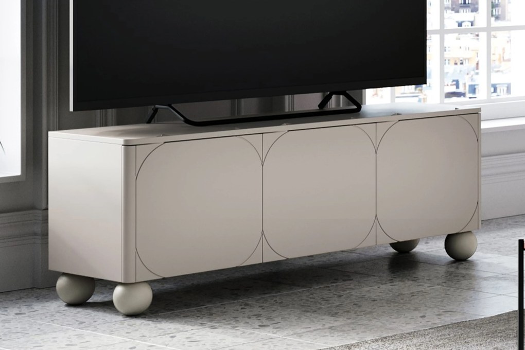 Sonatia II háromajtós TV szekrény, gömb lábakon - 150 cm - kasmír