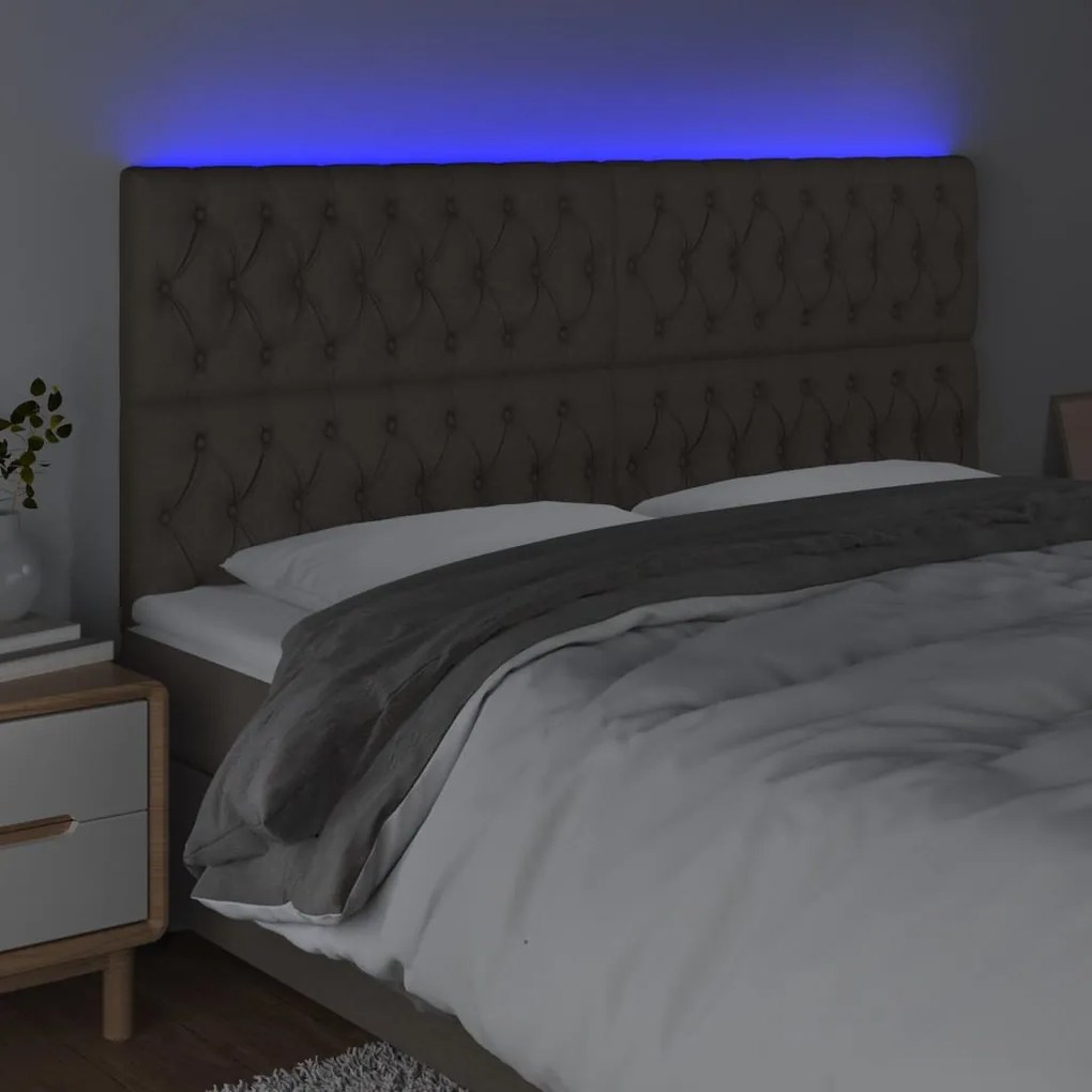 tópszínű szövet LED-es fejtámla 200x7x118/128 cm