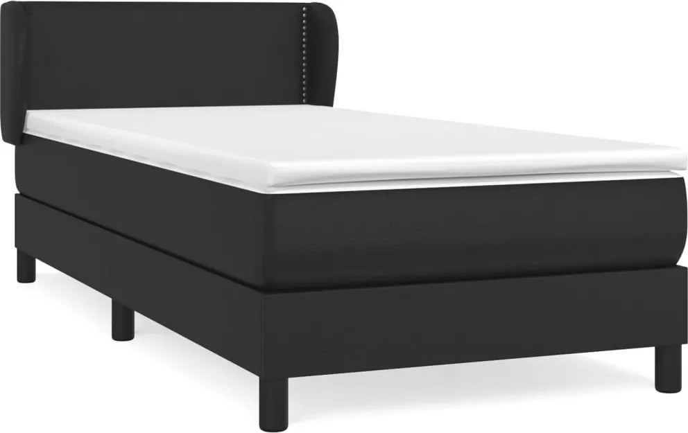 vidaXL fekete műbőr rugós ágy matraccal 100 x 200 cm