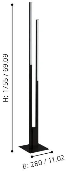 Eglo 900082 - LED RGBW Dimmelhető állólámpa FRAIOLI-Z2xLED/16W/230V fekete