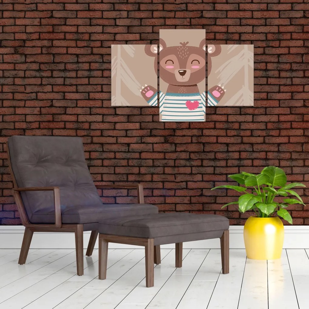 Kép - Mackó csíkos pólóban (90x60 cm)